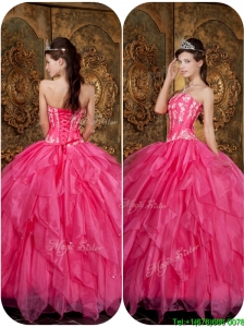 Perfect  Appliques and Ruffles Hot Pink Sweet 16 Dresses