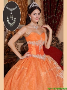 Perfect Orange Red Quinceanera Gowns with Beading and Appliques