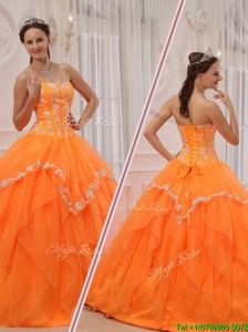 Perfect  Appliques and Beading Sweet 15 Dresses in Orange