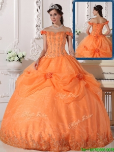 Perfect Off The Shoulder Quinceanera Dresses with Appliques and Hand Made Flowers