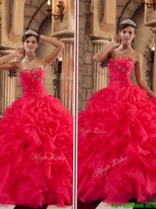 Clearance Red Sweetheart Quinceanera Dresses  with Ruffles