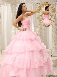 Discount Beading and Ruffles Baby Pink Quinceanera Dresses