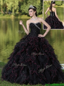 Discount Ruffles Layered and Beading Quinceanera Dresses in Black
