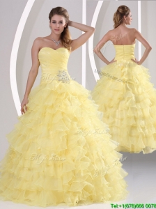 Popular  Appliques and Ruffled Layers Quinceaners Dresses