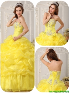 PopularBeading and Ruffles Quinceanera Dresses in Yellow