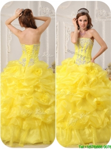 Puffy Strapless Beading and Ruffles Quinceanera Dresses