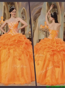 Hot Sale Orange Red Sweetheart Sweet 16 Dresses with Appliques