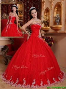 Puffy Ball Gown Strapless Quinceanera Dresses with Appliques