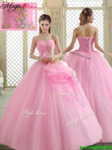Hot Sale Sweetheart Rose Pink Quinceanera Dresses with Beading