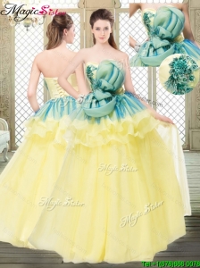 Perfect A Line Strapless Prom Dresses with Bowknot and Ruffles