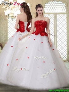 Popular A Line Strapless Quinceanera Dresses with Ruffles