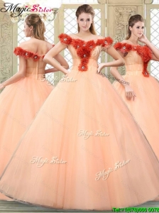 Pretty Off the Shoulder Quinceanera Dresses with Hand Made Flowers