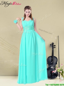 Beautiful Straps Bridesmaid Dresses in Apple Green
