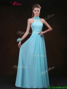 Hot Sale Empire Halter Top Prom Dresses with Lace