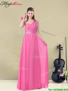 Sweet One Shoulder Ruching Bridesmaid Dresses with Belt
