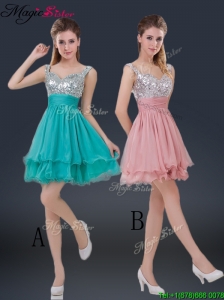 Wonderful Short Straps Paillette Bridesmaid Dresses for Summer