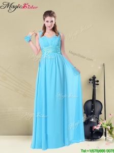 Wonderful Straps Empire Elegant Bridesmaid Dresses with Ruching and Belt