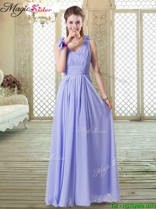 Romantic Empire Straps Modest Prom Dresses in Lavender
