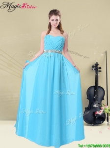 Summer Fashionable Ruching Modest Prom Dresses in Aqua Blue