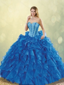 Classical Beading Sweetheart Detachable Quinceanera Dresses in Blue