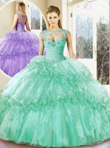 Popular Turquoise Sweetheart Quinceanera Dresses with Beading