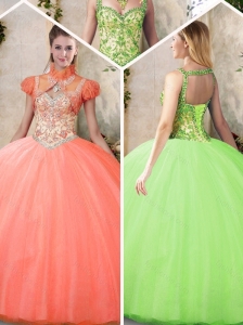 2016 Cheap StrapsQuinceanera Dresses with Beading and Appliques