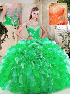 Cute  Scoop Quinceanera Dresses with Beading and Ruffles