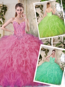 Pretty Appliques and Ruffles Quinceanera Dresses with Sweetheart