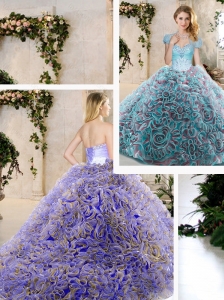 Pretty Beading and Ruffles Quinceanera Dresses in Blue