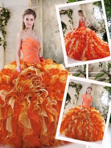 Pretty  Multi Color Quinceanera Dresses with Beading and Ruffles