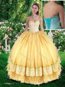 Beautiful Ball Gown Quinceanera Gowns with Beading for Fall