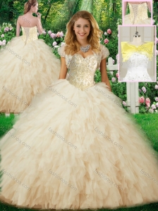 Latest Sweetheart Champagne Quinceanera Dresses with Beading