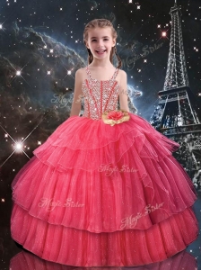 Beautiful Ball Gown Straps Little Girl Pageant Dresses with Beading