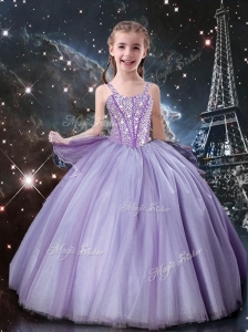Classical Straps Little Girl Pageant Dresses in Lavender