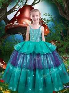 Pretty Straps Ruffled Layers Little Girl Pageant Dresses for 2016