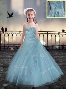 Lovely Beading New Style Little Girl Pageant Dresses  in Light Blue