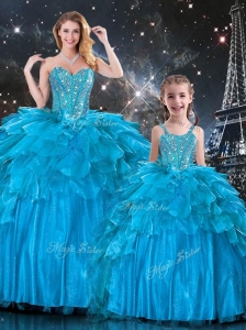 New Arrivals Sweetheart Princesita with Quinceanera Dresses with Beading in Teal