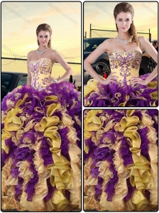 2016 Beautiful Embroidery and Ruffles Quinceanera Dresses in Multi Color