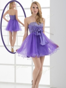 Beautiful Sweetheart Eggplant Purple Short Cocktail Dresses with Beading