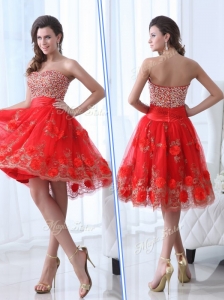 Gorgeous Sweetheart Red Celebrity Dresses with Beading and Appliques