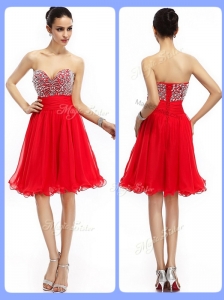 Lovely Short Sweetheart Beading Celebrity Dresses in Red