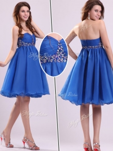Classical Short Sweetheart Beading Discount Prom Dress in Blue