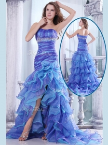 Hot Sale Column Sweetheart High Low Beading and Ruffled Layers Prom Dresses