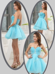 Lovely Sweetheart Beading Short Prom Dress in Aqua Blue for Homecoming