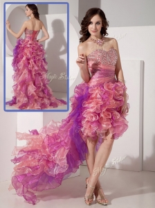Luxurious High Low Beading Discount Prom Dresses in Multi Color