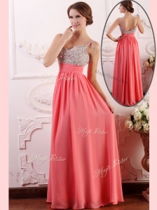 Most Popular Empire Straps Watermelon Prom Dress for Celebrity