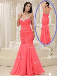 New Style Mermaid Sweetheart Coral Red Prom Dress