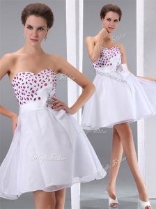 Popular Sweetheart White Short Prom Dresses with Beading