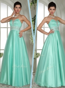 Elegant A Line Sweetheart Beading Prom Dresses in Apple Green