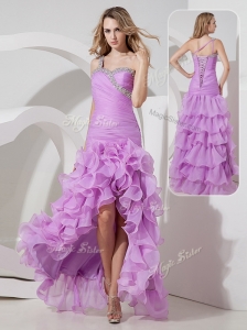 Perfect Column High Low Prom Dress with Ruffled Layers